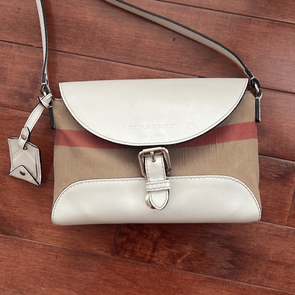 Burberry Canvas House Check Small Henham Crossbody White - Picture 6 of 16